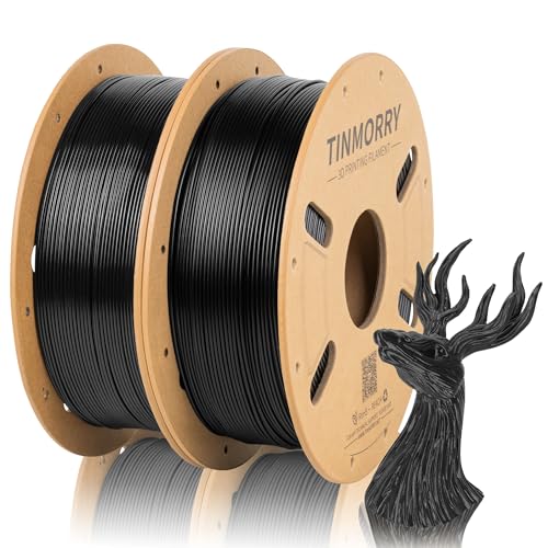 Image of TINMORRY PETG Filament 1.75, Rapid PETG-Eco 3D Printer Filament, Compatible with Bambu FDM 3D Printer, 1 KG x 2 Spools, Black