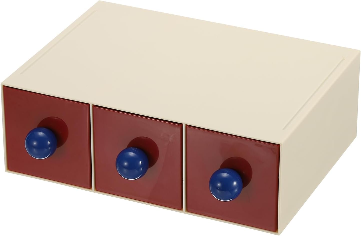Small Stackable Storage Drawers, Stacking Drawers Mini Desk Bathroom Storage Organizer Cute with 3 Drawer Organizer Plastic for Desktop Office Pens Pencils Tape Charger, Red