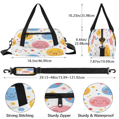 Smiling Face Kids Duffle Bag Boys Girls Small Sport Dance Gym Bag for Overnight Travel Weekender Carry On4