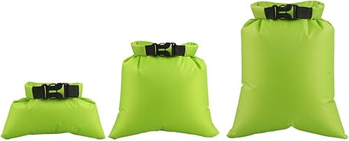 Miniatura 2 de Juego de 3 bolsas secas impermeables para guardar cosas al aire libre, para kayak, playa, rafting, barco, surf (verde)