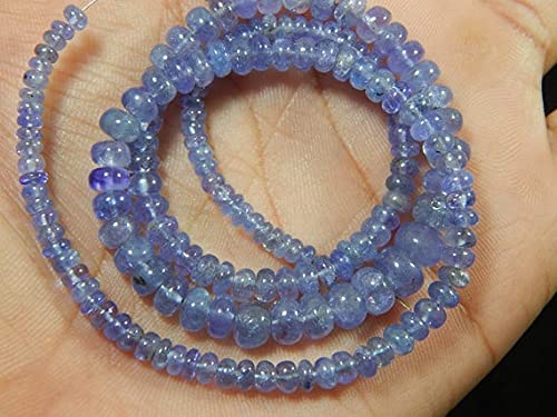 Tanzanite véritable de qualité supérieure en fil de perles lisses de 4x8 mm
