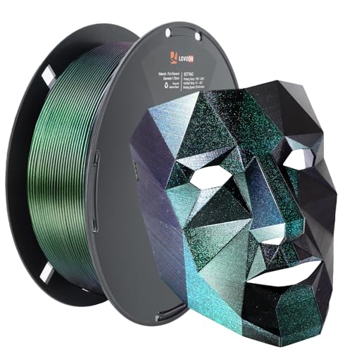 Image of LOVOON 3D Printing PLA Filament 1.75mm Sparkle Glitter, Burnt Titanium 3D Printer Filament, Sparkle in Sunlight Filament, Subtle Glitter Under the Light, Galaxy Green, 1KG(2.2lbs) /Spool