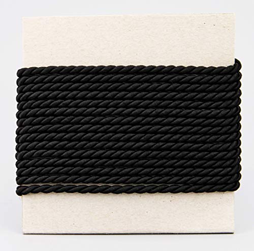 Cordoncino decorativo, 3 m x 4 mm, nero, con filo
