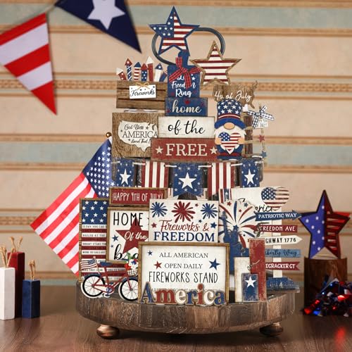 Decoración Patriótica de Madera 26 Piezas para Bandeja miniatura 5
