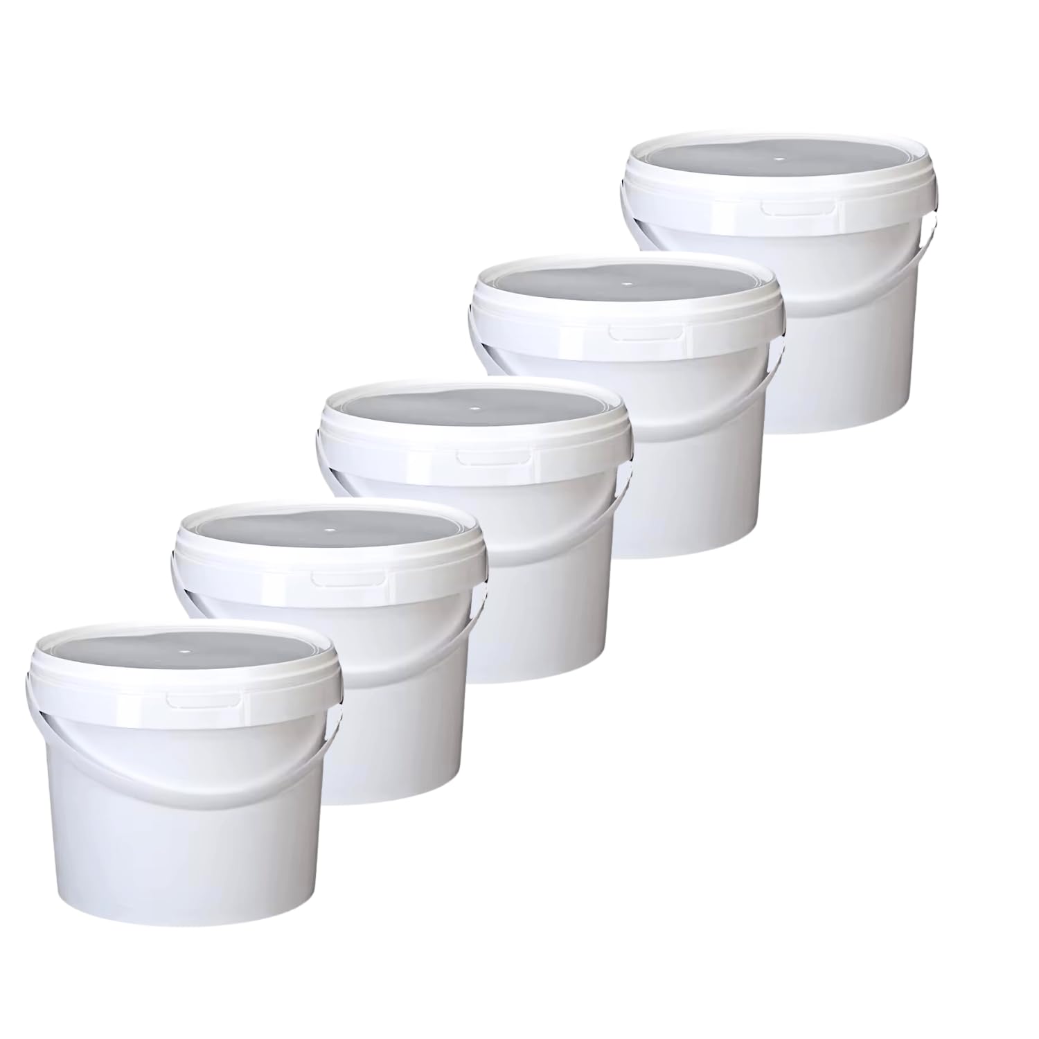 Smart Pack ® - Secchio con coperchio colore bianco 3.7 L - Secchio 3LT | Contenitore ermetico | Secchio per alimenti | Secchiello per gelato | Contenitore in plastica (5x3.7L)
