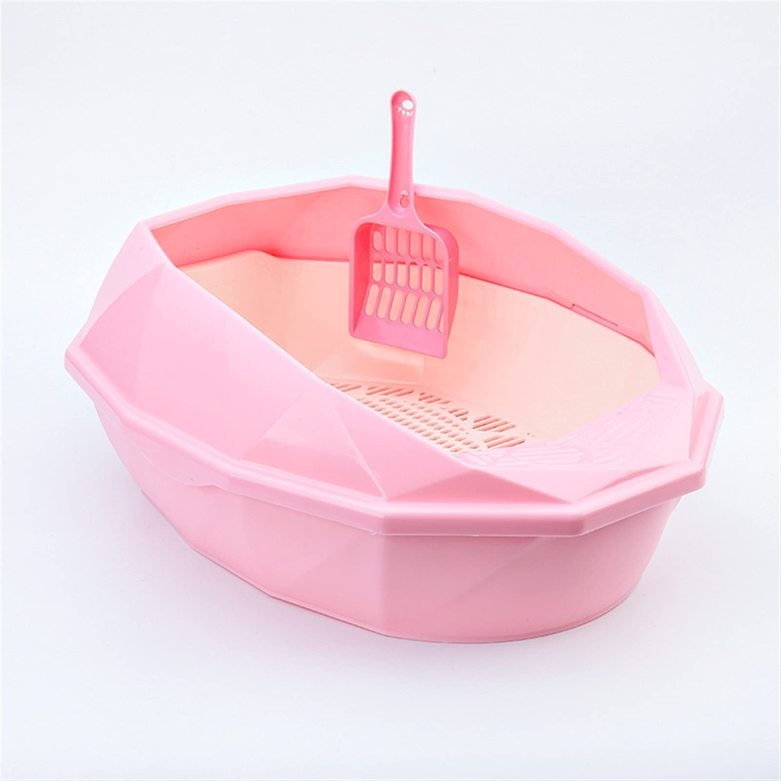 Kuweta dla kota, antyrozbryzgowa miska dla kota Zestaw szkoleniowy dla kota z szufelką, nieprzywierająca powłoka ułatwiająca czyszczenie (Pink L.)