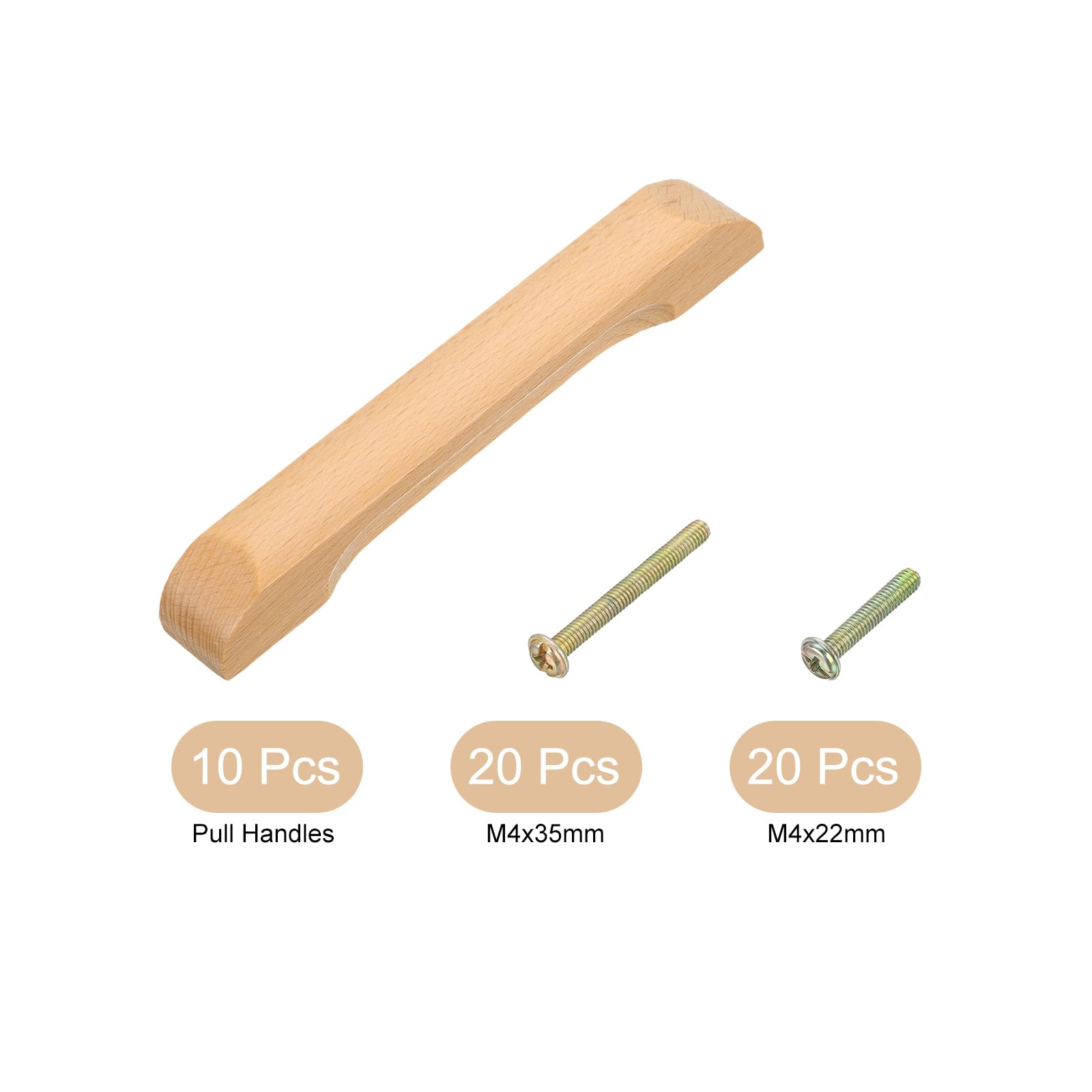 Maniglie Per Cassetti In Legno Faggio - Set 10pz Con Viti, Foro 128mm - Foto 4