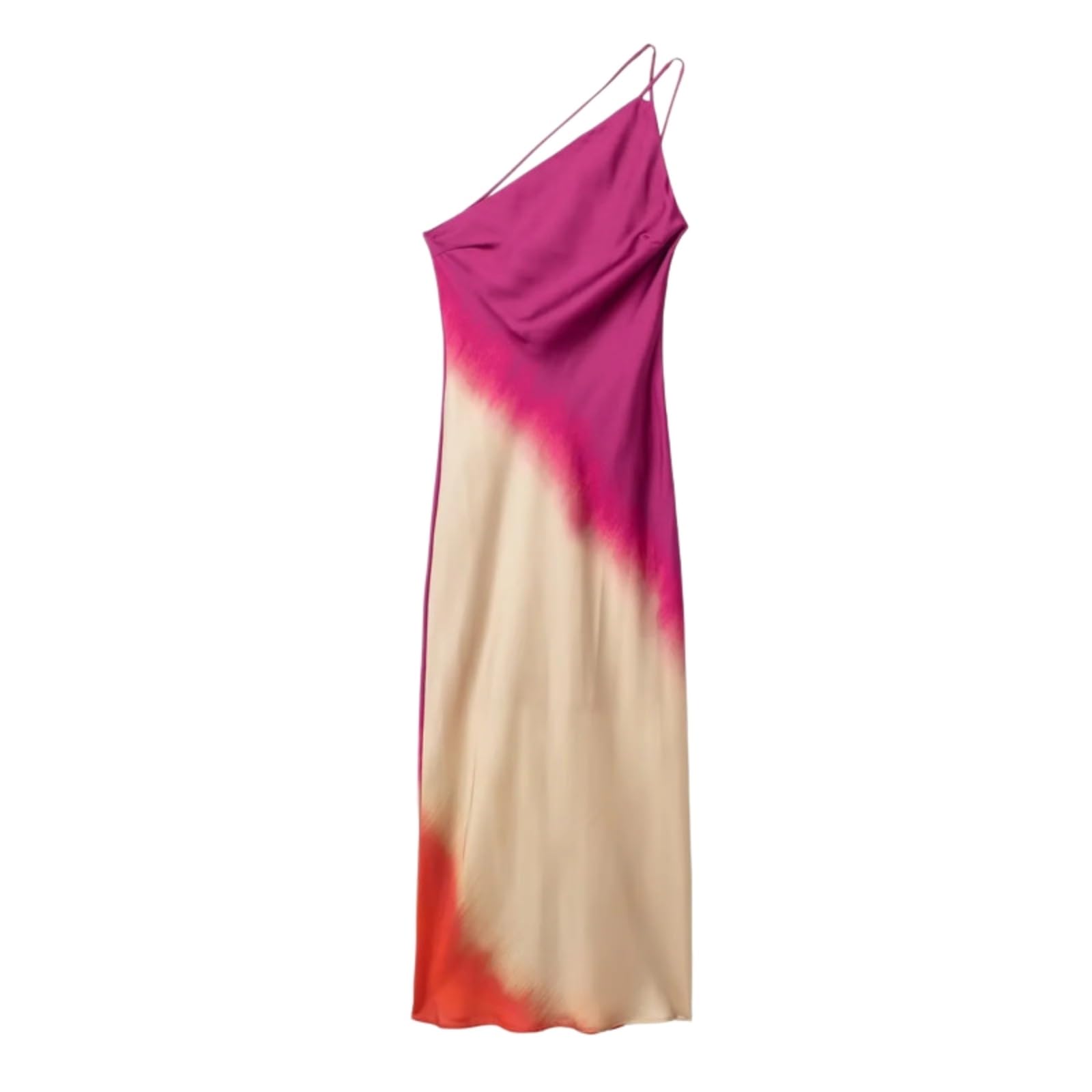 Robe sans dos élégante en satin avec coupe drapée asymétrique rouge glamour