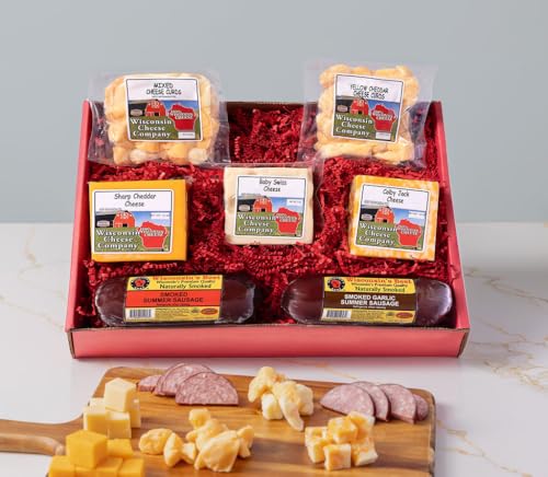 Wisconsin Cheese Company - Wisconsin Cheese & Charcuterie Huge Gift Box | Cheese Block, Curd & Sausage Gift | Perfect for Parties, Charcuterie Boards and Birthday Gifts