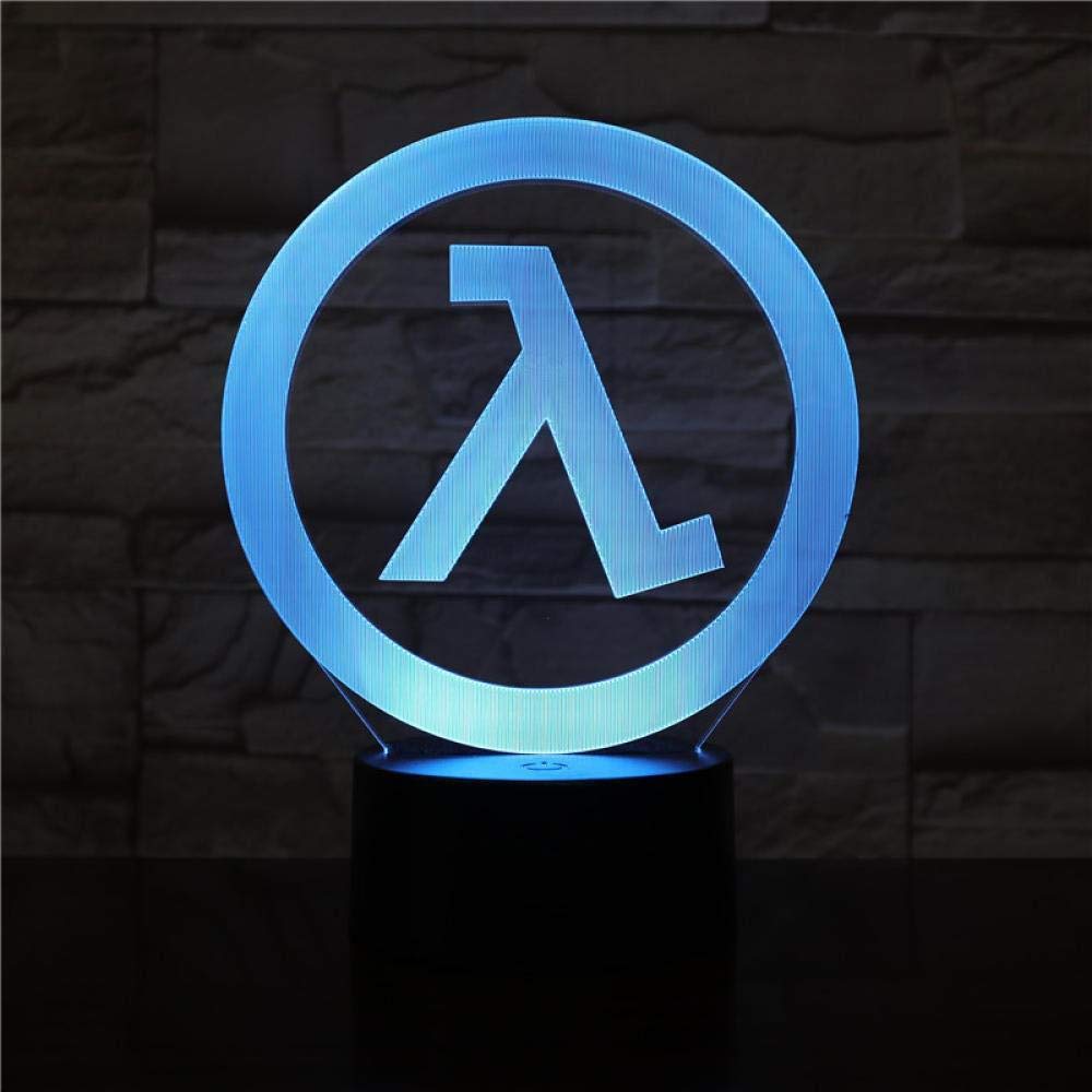 Children s N Half-Life Logo Boy Night Light Boy Bedroom Decoration Light Kids Best Birthday Gift Night Light Illusion 16 Color Night Light 3D Led Illusion Light 16 Colors Remote Controlled Dimen