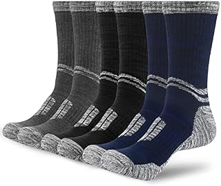 Mens Thermal Thick Winter Work Walking Hiking Socks Black Warm Sports Boot Cosy Socks for Men 6-9/9-12 Heavy Duty Anti Blister Cushioned Wicking Cotton Athletic Socks 3 Pairs