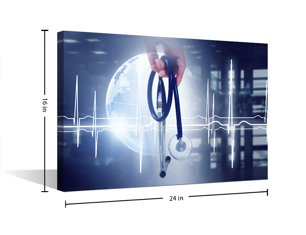 Image of TUMOVO Laboratory Canvas Wall Art Modern Medicine Concept Wall Decor Living Room Clinical Laboratory Wall Decor for Bedroom Posters and Prints Framed Ready to Hang (16 inch Wx24 H)
