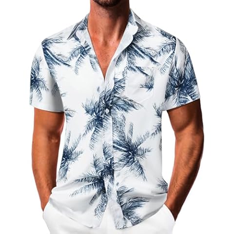 Sumolux Mens Hawaiian Shirts Floral Button Down Tropical Holiday Beach Shirts Cover