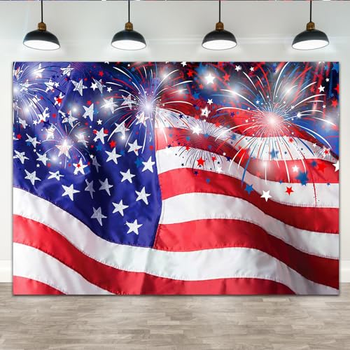 Lofaris 7x5ft Election Night 2025 Backdrop Independence Day Background American Flags Firework Photography Memorial Day Banner Patriotic Party Decorations Photobooth Photo Booth Supplies