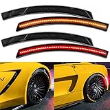 NSLUMO LED Side Marker Lights for Chevy Corvette C7 2014-2019 Smoked Lens 192-SMD Amber Front Red Re