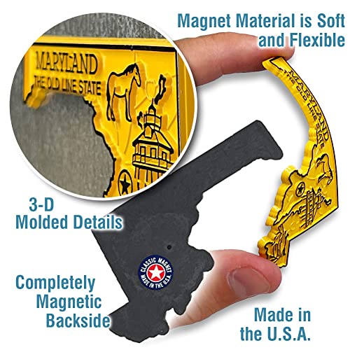 Imán decorativo Maryland pequeño 3" x 1.6" de goma miniatura 3