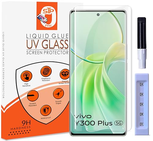 Image of STP FEEL Premium HD+ UV Tempered Glass Screen Protector Guard Compatible For Vivo Y300 Plus (6.78 Inch, Pack of 1) Full Adhesive UV Curved Case Friendly HD+ Clarity
