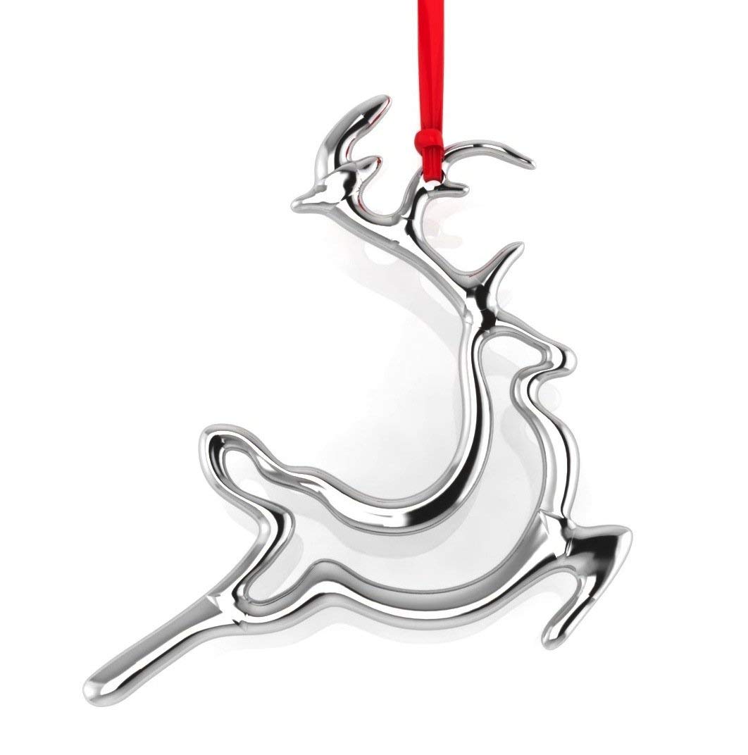Krysaliis Sterling Silver Reindeer Christmas Ornament - Durable and Elegant Ornament for Christmas - Custom Engravable Perfect Christening or Birth Gift