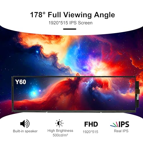 wisecoco 1920x515 IPS DIY Kits with Dual Built-in Speakers Bar LCD Screen HDMI Display Monitor for Hyte Y60 Computer Gaming PC Case CPU GPU Secondary Monitor Easy Install Dimension Y60 - Thumbnail 5