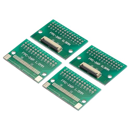 QUARKZMAN 4 Uds Placa Convertidora de FPC FFC PCB de 26P 0.5mm en el Lado del Zócalo, 1.0mm en la Parte Posterior, A Dip 2.54mm Para LCD, Impresora 3D, Cámara, DVD, TV