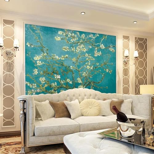 Papier peint photo rétro fleurs blanches décoration murale salon maison
