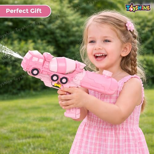 Image of Toyshine Cement Truck Model Handheld High Pressure Water Gun Holi Toy Summer Toy for Kids Girls Boys, 400 ML Tank Capacity - Pink