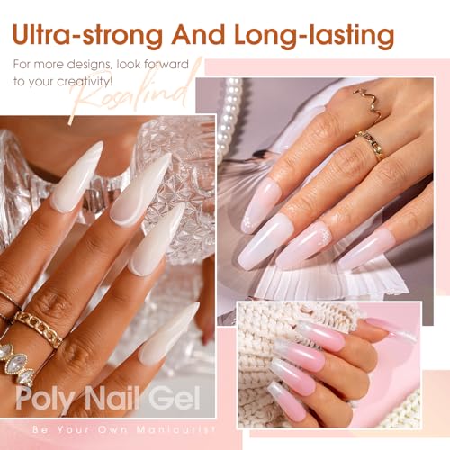 Rosalind Poly Nail Gel Kit -14 Colors +72 Nail Art Accessories Kit Clear Nude Poly Nails Gel Kit Starter Kit With Slip Solution Pro Nude Pink Nail Extensions Gel Set With Mini Uv Lamp thumb #3