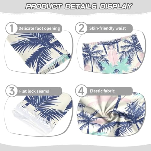 Pink Green Blue Palm Pattern Girls Leggings Soft Stretch Workout Yoga Dance Pants for Kids Casual Tights3