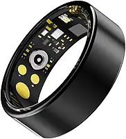 Anel Inteligente IP68 à Prova D'Água com Estojo de Carregamento - Monitor de Saúde 24h: Pressão Arterial, Batimento Cardíaco + Análise de Sono e Exercícios - Design Minimalista Unissex, Preto 9