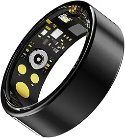 Anel Inteligente IP68 à Prova D'Água com Estojo de Carregamento - Monitor de Saúde 24h: Pressão Arterial, Batimento Cardíaco + Análise de Sono e Exercícios - Design Minimalista Unissex, Preto 9