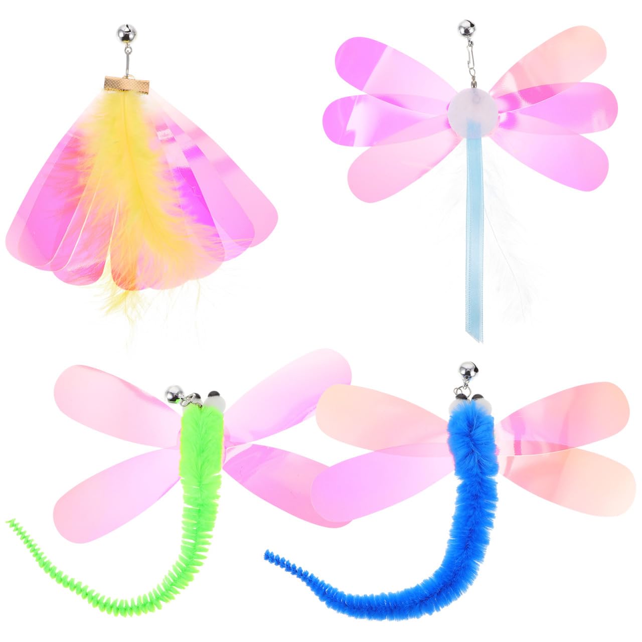 FIXOSHEE Cat Wand Toy Replacement Refills 8Pcs Bright Teaser Stick Kit for Indoor Cat Play Exercise Interactive Fun