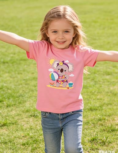 Image of Toddler Girls Clothes T-Shirt Short Sleeve Graphic Tee Cartoon Dinosaur 2-6T Girl Shirt Summer