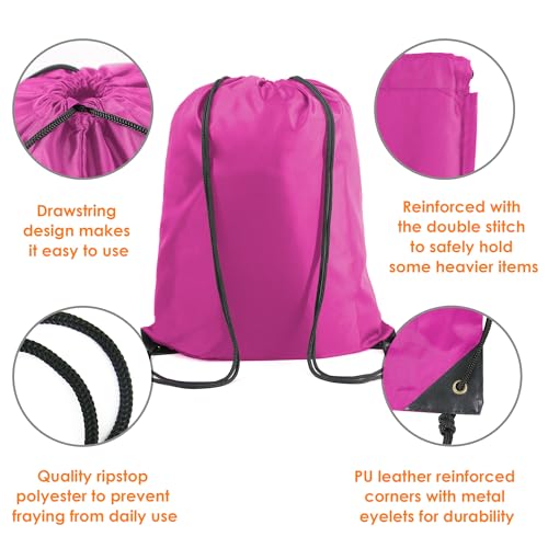 Image of BeeGreen Black Pink Drawstring Backpack Bags Bulk 2 Pack X-Large 22.4 inch L x 17.5 inch W Sports Cinch Sack Gym String Bags Machine Washable Heavy Duty String Backpack For Men Women