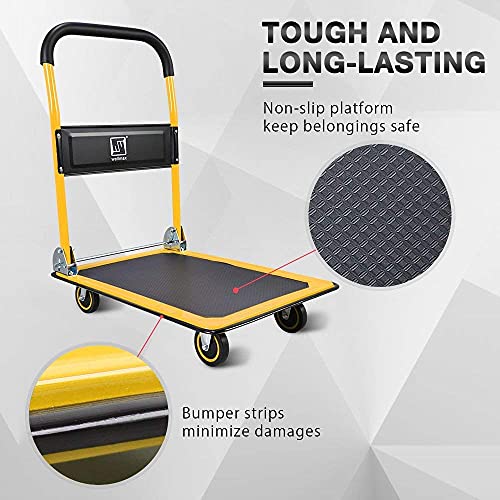 Push Cart Dolly by Wellmax, Moving Platform Hand Truck, Foldable