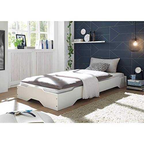 Stella-Trading-SINGLE-Stilvolles-Einzelbett-mit-Liegeflaeche-90-x-200-cm-Komfortables-Stapelbett-aus-massiver-Kiefer-Weiss-96-x-25-x-205-cm-BHT