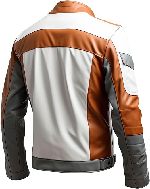 Image of Men's Biker Multi Color Leather Jacket, Leather Biker Jacket for Men, Faux Leather Biker Bomber Jacket