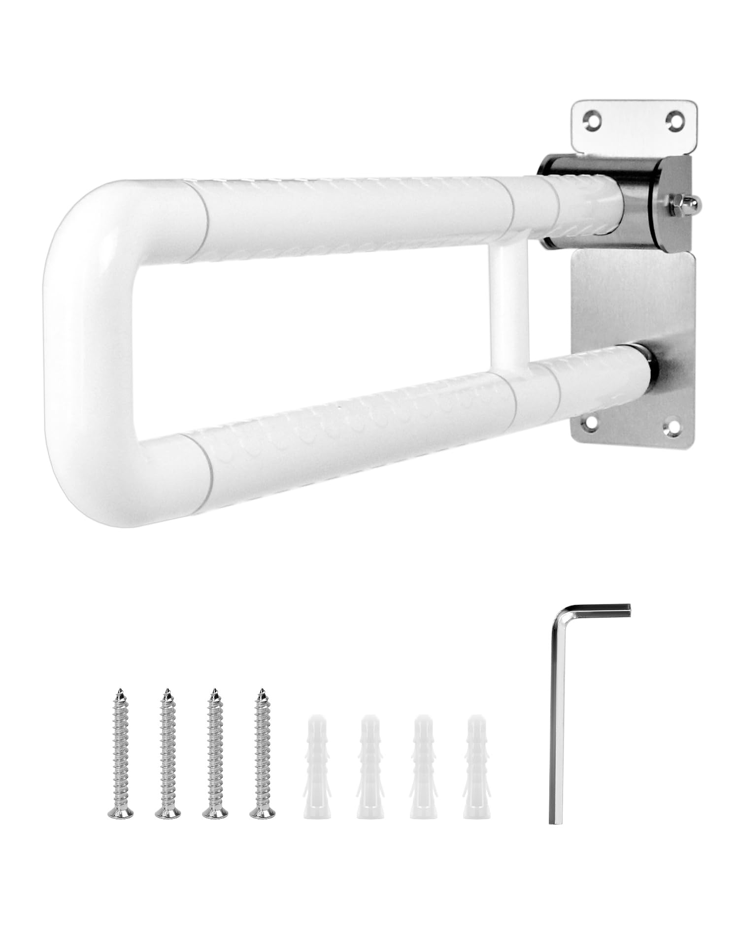 QWORK® Maniglione Bagno, maniglione doccia, pieghevole, 60 cm, acciaio inossidabile, portata 200 kg