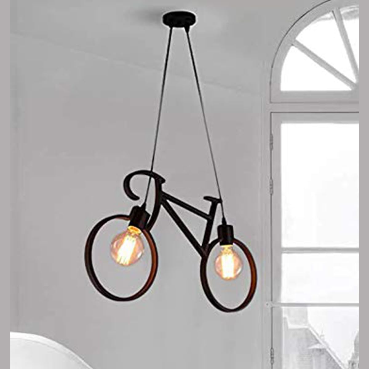 DarkVision Black Hanging Lights for Living Room/Pendant Lights for Ceiling/Hanging Lamps for Home Decoration/Decorative Hanging Lights,Metal (Cycle)-image-18