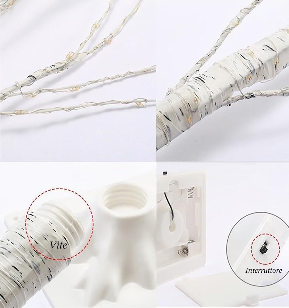 Albero Luminoso a LED Betulla con luci LED Bianco Caldo 180 cm 380 luci LED con Telecomando 8 modalità di Illuminazione Alimentazione Tramite USB Albero Artificiale per Interni ed Esterni,150cm