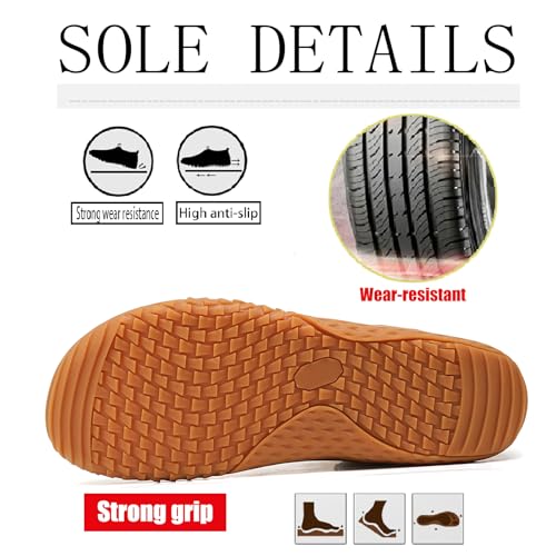 Men's Leather Platform Ankle Boots Casual Comfortable Lace Up Wide Toe Box Barefoot Booties Sneakers Lightweight Anti-Slip Outdoor Driving Walking Boots4