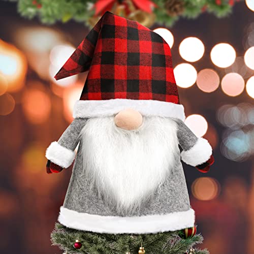 Nain de sapin de Noël, 63,5 cm en peluche, nain de sapin de Noël, nain de Noël avec chapeau à carreaux rouge et noir pour décoration de sapin Cover