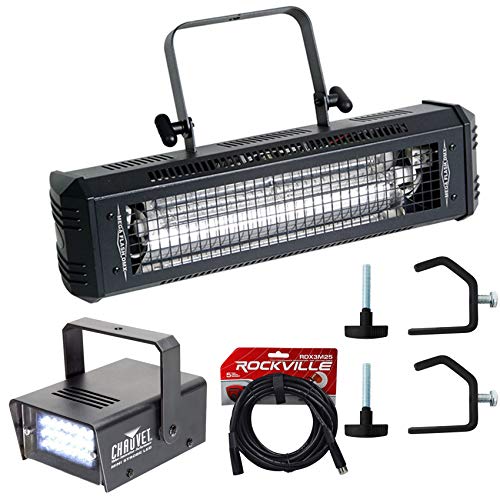 American DJ Mega Flash DMX 800W Compact Strobe Light+Mini Strobe+2 Clamps+Cable