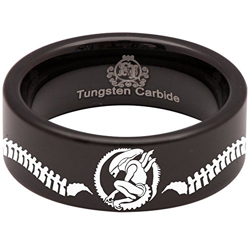 Tungsten Carbide Xenomorph Alien Ring Wedding Band Anniversary Ring for Men and Women 8mm