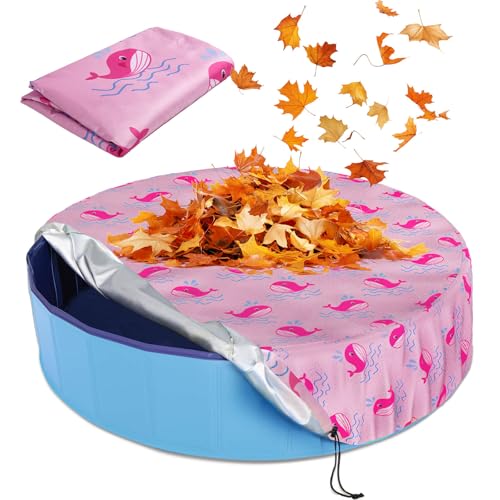 Ladadee Foldable Round Dog Swimming Pool Cover, for 32"/48"/63" Collapsible Outdoor Tub,PVC Coating Waterproof and UV Protection (L-63 * 12 inch, Pink) by Ladadee - Used condition - US$12.63
