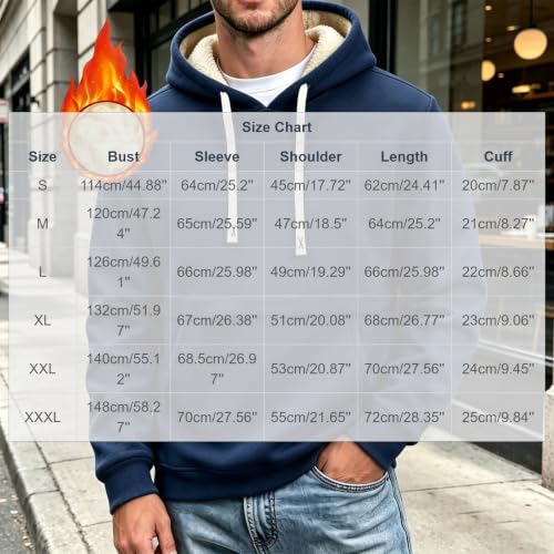Men's Fleece Sherpa Lined Hoodie Pullover Casual Hooded Sweatshirts - image 6