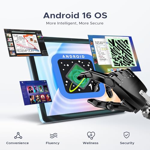 Image of P10 Pro Android 16 Tablet, 10 Inch Tablets with Gemini AI, 120Hz, 48GB RAM+128GB ROM /2TB, Octa-Core T7250, 8800mAh, 13MP+5MP, 3.5mm Jack, Face ID, GPS, 5G WiFi, Tablet with Keyboard Pen,Blue