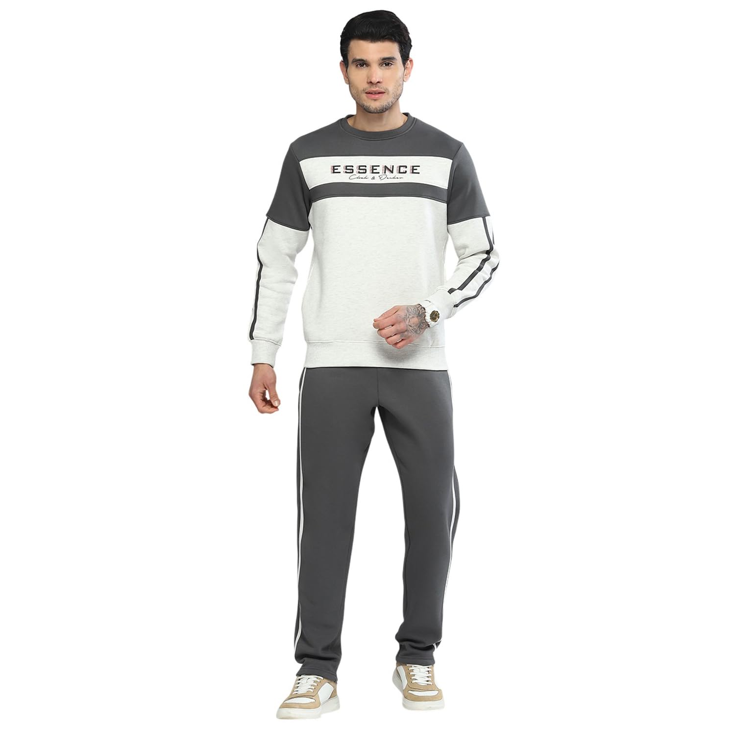 Mens Regular Fit Solid Full Sleeve Round Neck Tracksuit | Men Track Suit | Stylish Sportswear Set with Jacket and Lower | Activewear Set For Men's (Pack Of 1)-image-48