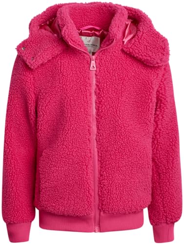 Image of URBAN REPUBLIC Girls Sherpa Jacket - Cozy Satin Lined Outerwear Jacket - Zip Up Hooded Jackets for Girls with Snug Collar, Size 10-12, Fuchsia