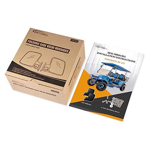 Betooll Hw9008 Golf Cart Folding Side View Mirrors For Club Car, Ezgo, Yamaha, Star, Zone Carts #TOP1