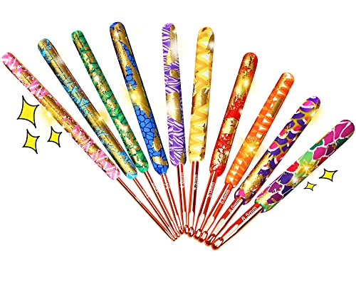 Coopay Warm Crochet Hooks Crocheting, Crochet Hook Sets for Arthritic Hands Ergonomic Grips Crochet Needles for Crocheting Knitting DIY Craft, Great Gift for Beginner Experienced Crocheter,Color Stone